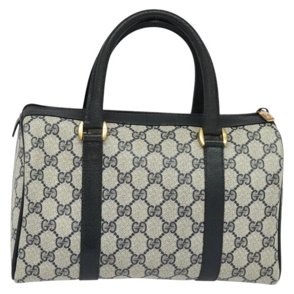 GUCCI GG Supreme Sherry Line Hand Bag PVC Navy Gold Red 40 02 006 Auth sw1342 - Picture 3 of 15